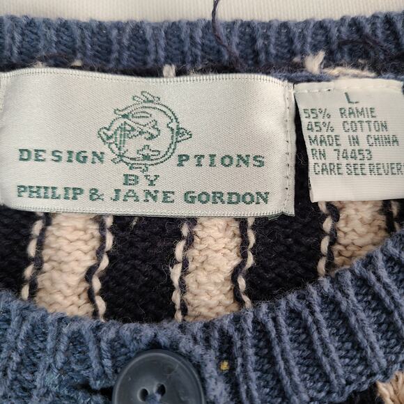 Patriotic Grandmacore Cottagecore vintage cardigan red cream blue Large - Picture 4 of 5